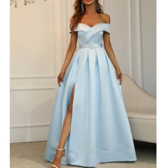 Dresses | Luxe Off Shoulder Slit Party Formal Evening Dress | Poshmark